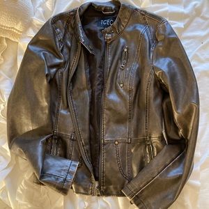 Brown Leather Biker Jacket